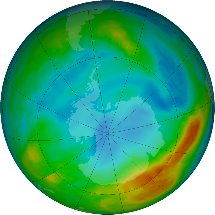 Antarctic ozone map for 13 June 1984